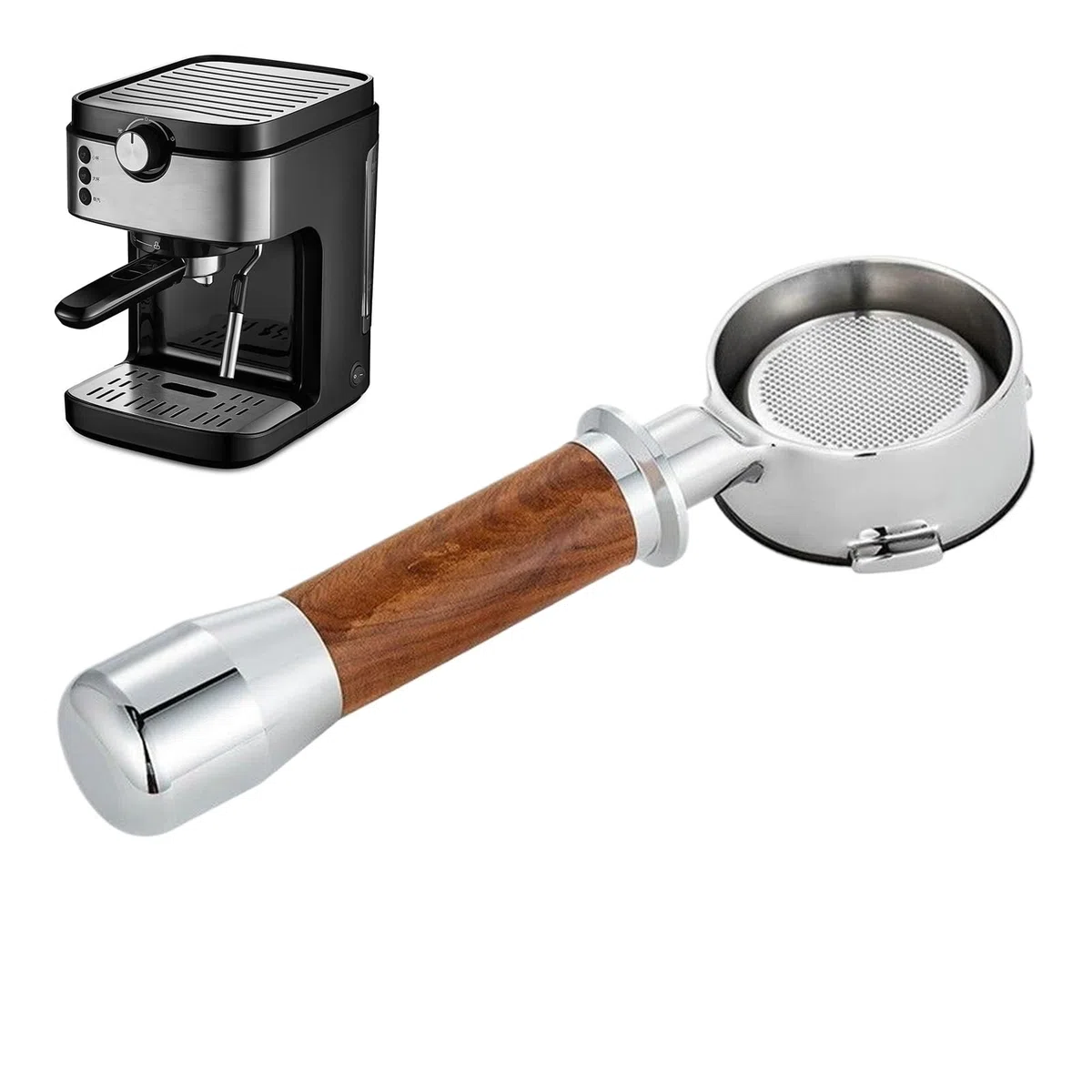Portafiltro para Espresso Repuestos de Portafiltro sin Fondo 58 mm para | Mango Preparador De Espresso para Hogar Cafetería Bar Cocina Oficina y Comercial