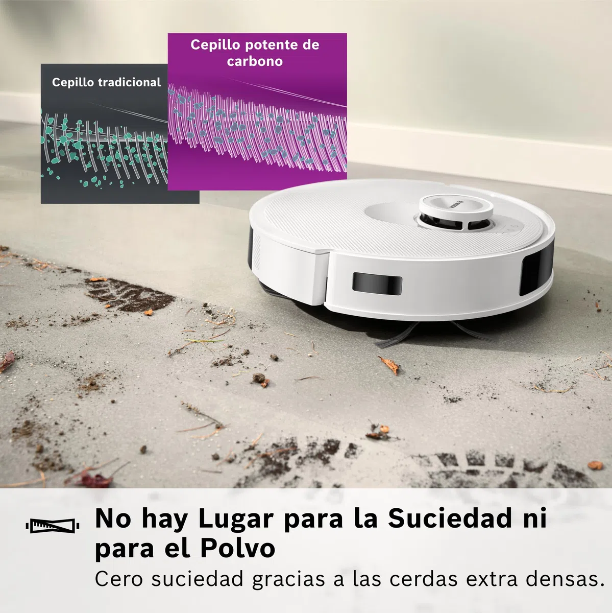 Bosch - Robot Aspirador Spotless +, aspira y friega, Potencia 11.000 Pa², Almohadilla húmeda Fija, estación Seca, Sistema Inteligente de visión por Infrarrojos, Bosch Home Connect App, Blanco, BCRD1W