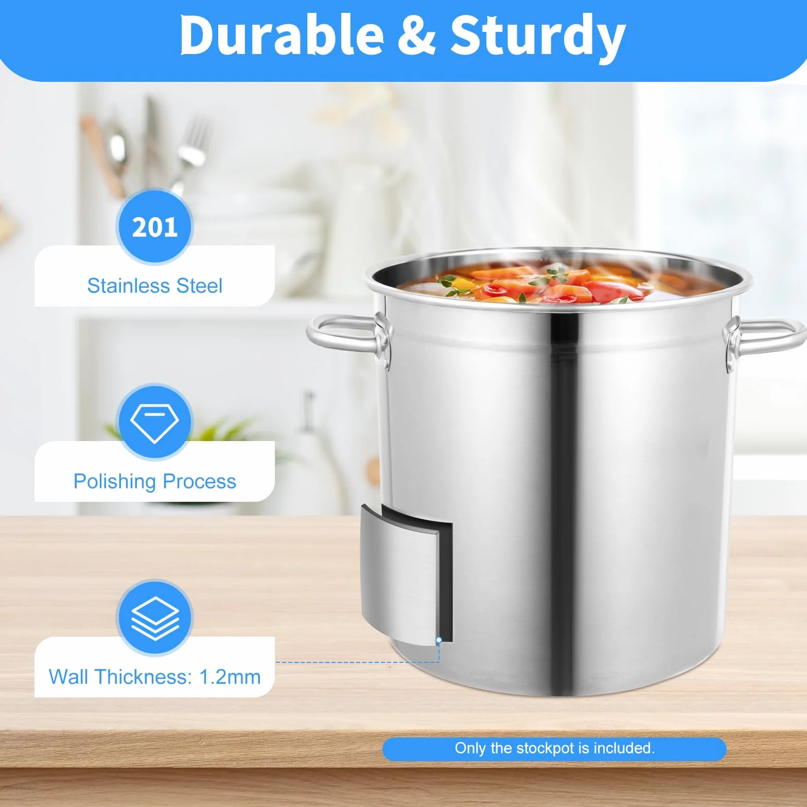 30/50/70L Gastronomía Olla con tapa de acero inoxidable, olla grande de inducción con asas, para camping, para cocinas de gas, cocinas eléctricas, cocinas de inducción (35 L)