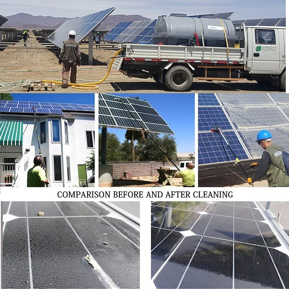 Kit de Cepillo telescópico para Limpieza de Ventanas Paneles solares y Ventanas fotovoltaicas – Equipo eficiente para la Limpieza de Ventanas en el hogar y en Local