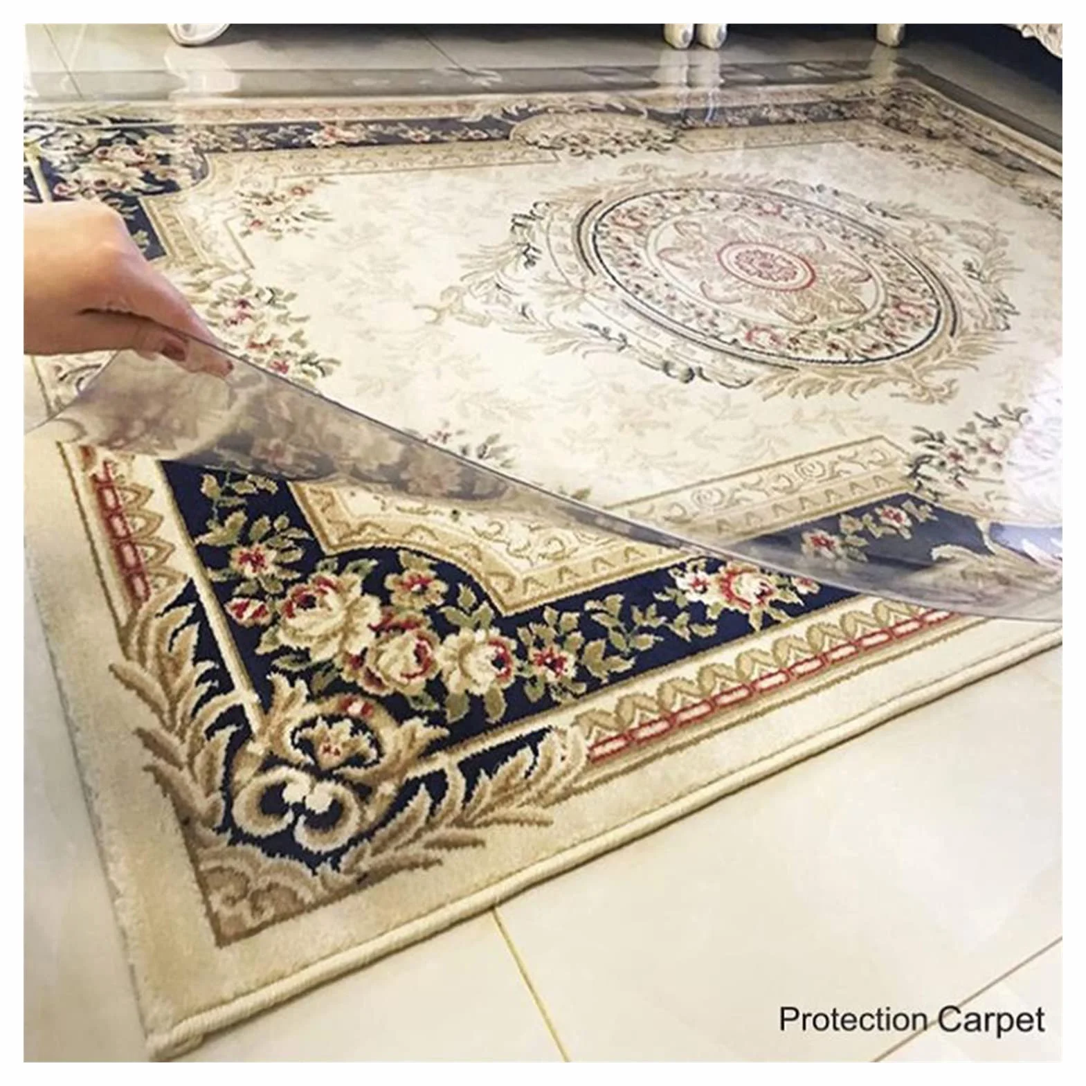 Clear Plastic Vinyl Rug Protector Cover Office Clear Hardwood Chair Mat, Rectangle Plastic Vinyl Floor Carpet for Kitchen, 1.5/2mm Thick,Office Chair Mat Non Slip PVC Transparent Rectangle Floor Prote