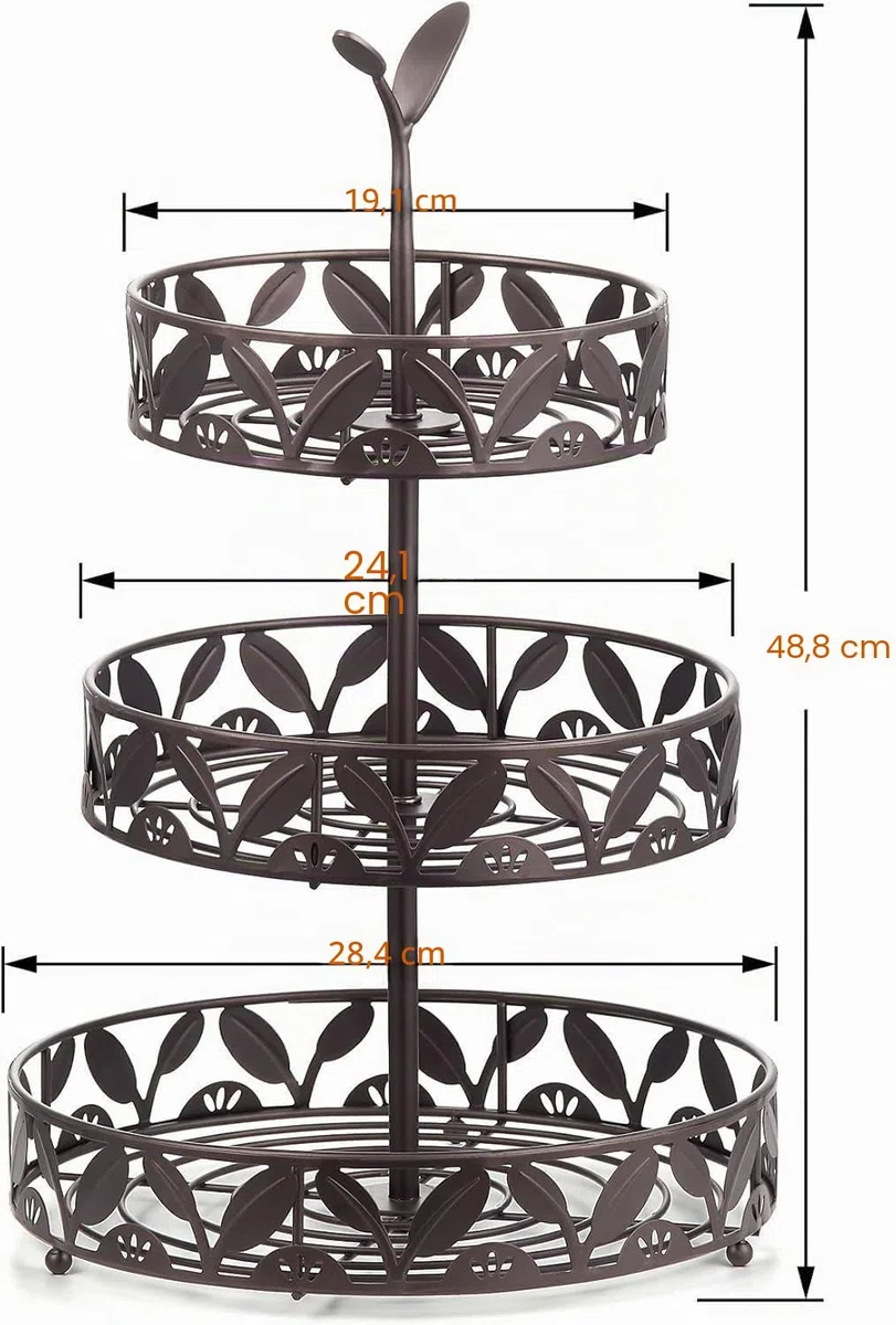 Cesta de frutas de 3 niveles para cocina, soporte para fruteros, cestas de almacenamiento de frutas desmontables, soporte para encimeras, encimera de cocina, mesa de comedor
