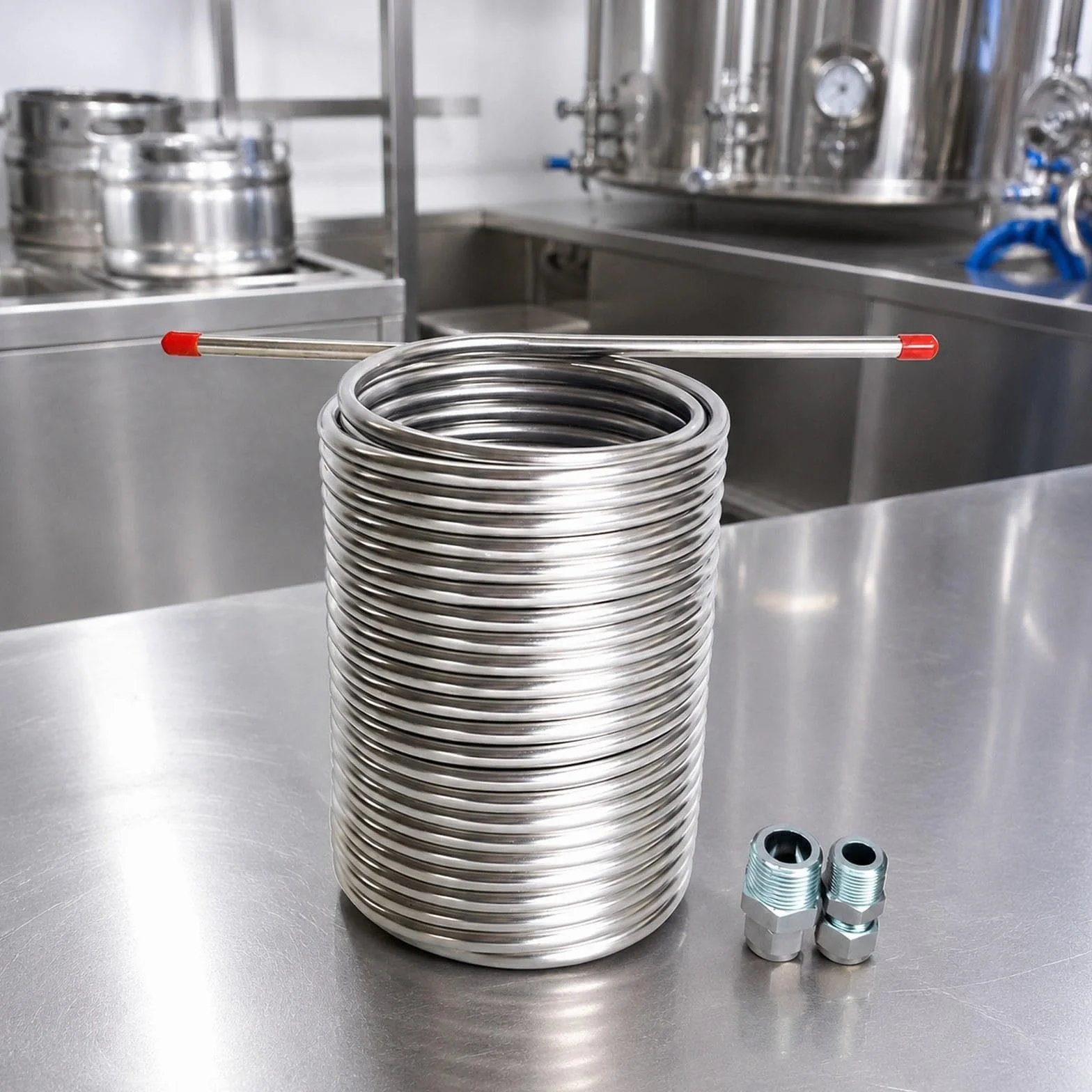 de Mosto Bobina Tubo Acero Inoxidable 304 Alimentario Interior Liso Limpieza Rápida Adecuado para Cervecería Casera Fiestas, Sin Conector, Individual