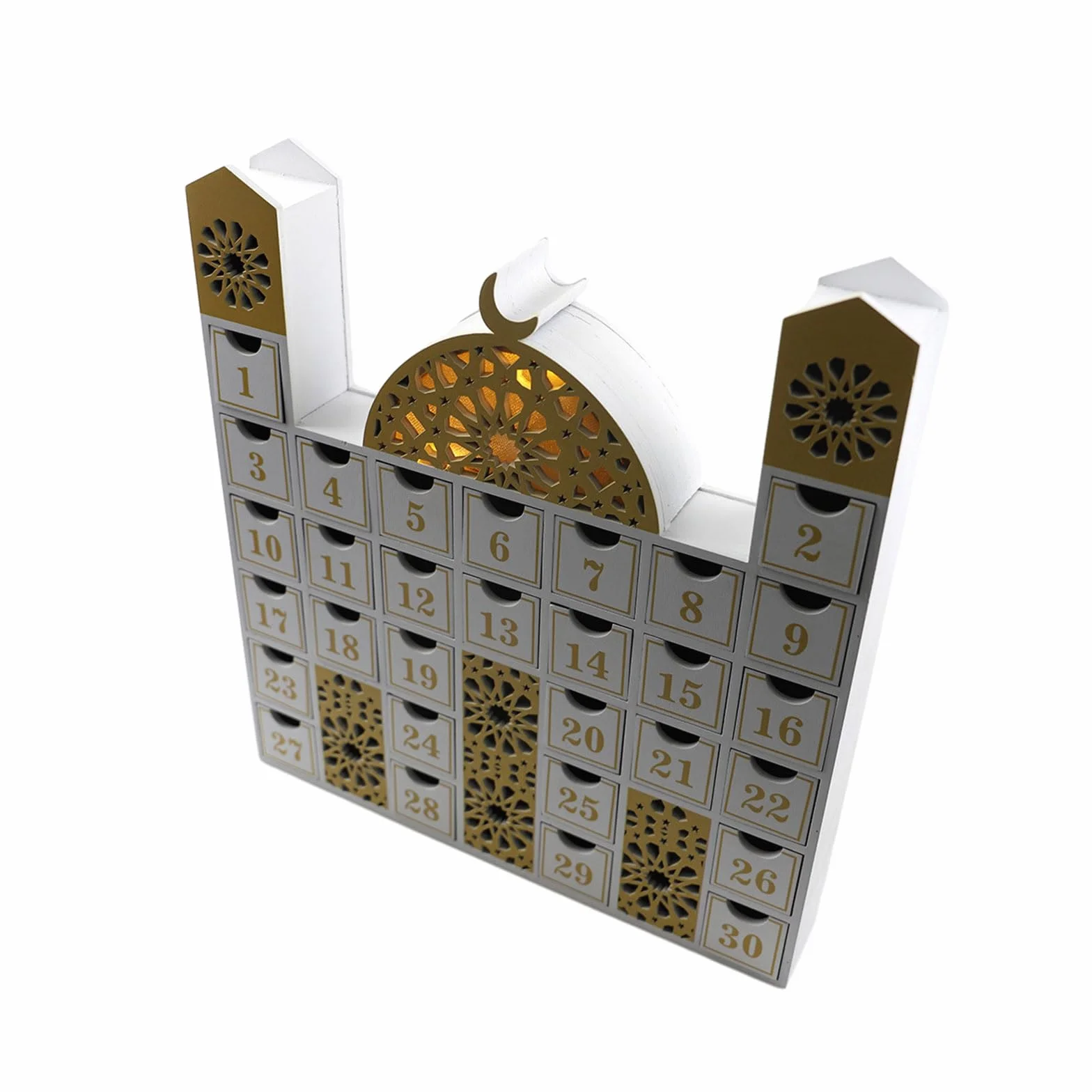 Calendario de cuenta regresiva de madera con luz LED, calendario de Adviento para niños y adultos, decoración del hogar, regalo de fiesta, calendario de Adviento Eid