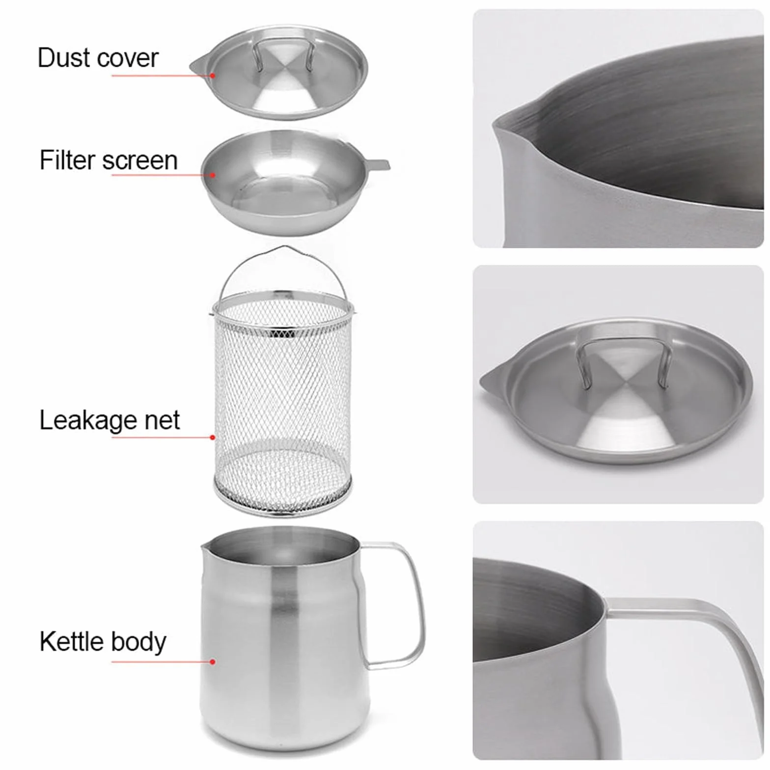 Recipiente de filtro de aceite versátil de acero inoxidable 304 de gran capacidad, olla de filtro de aceite de acero inoxidable, mini freidora de aceite de cocina y taza de filtro, tanque de red