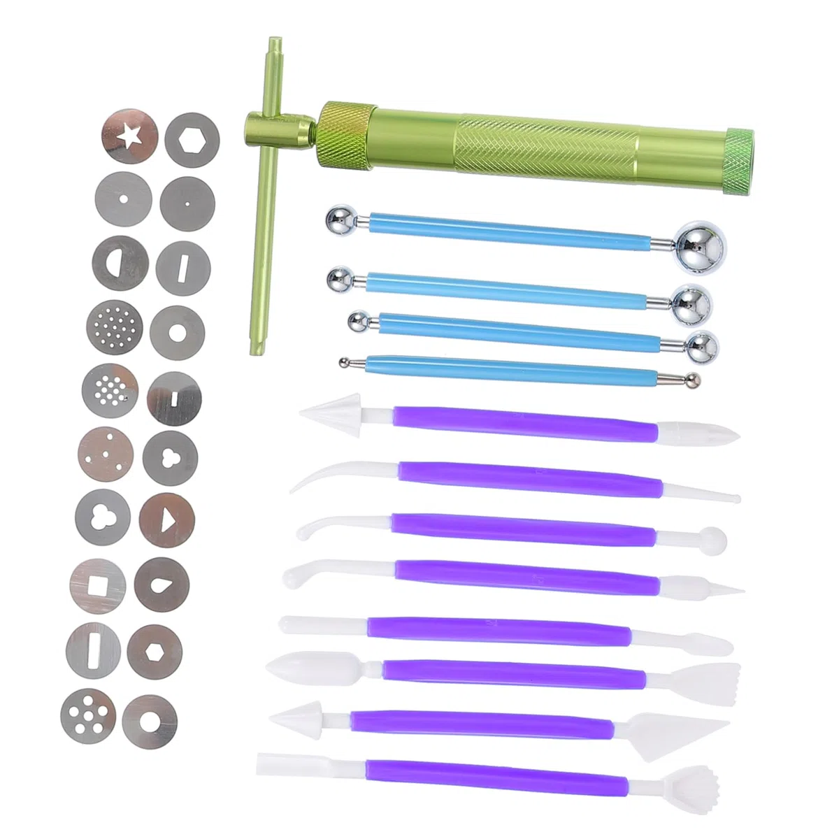 Juego de 33 Piezas de Herramientas Multifuncionales para Fondant y Arcilla, Acero Inoxidable y Plástico, Fácil de Limpiar para Modelado y Adorno de Pasteles