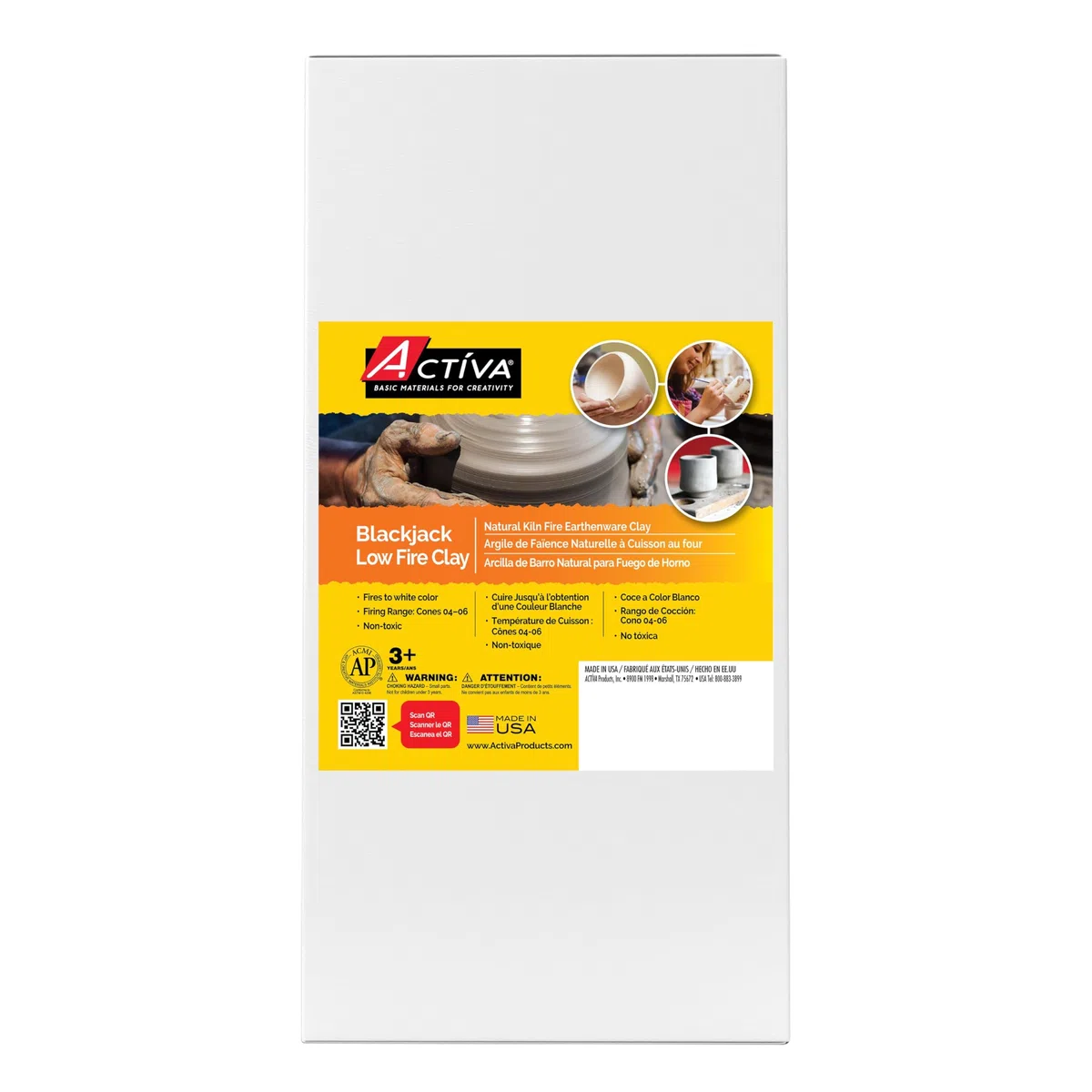 ACTIVA Blackjack Low Fire Clay, 25 Libras Blanco