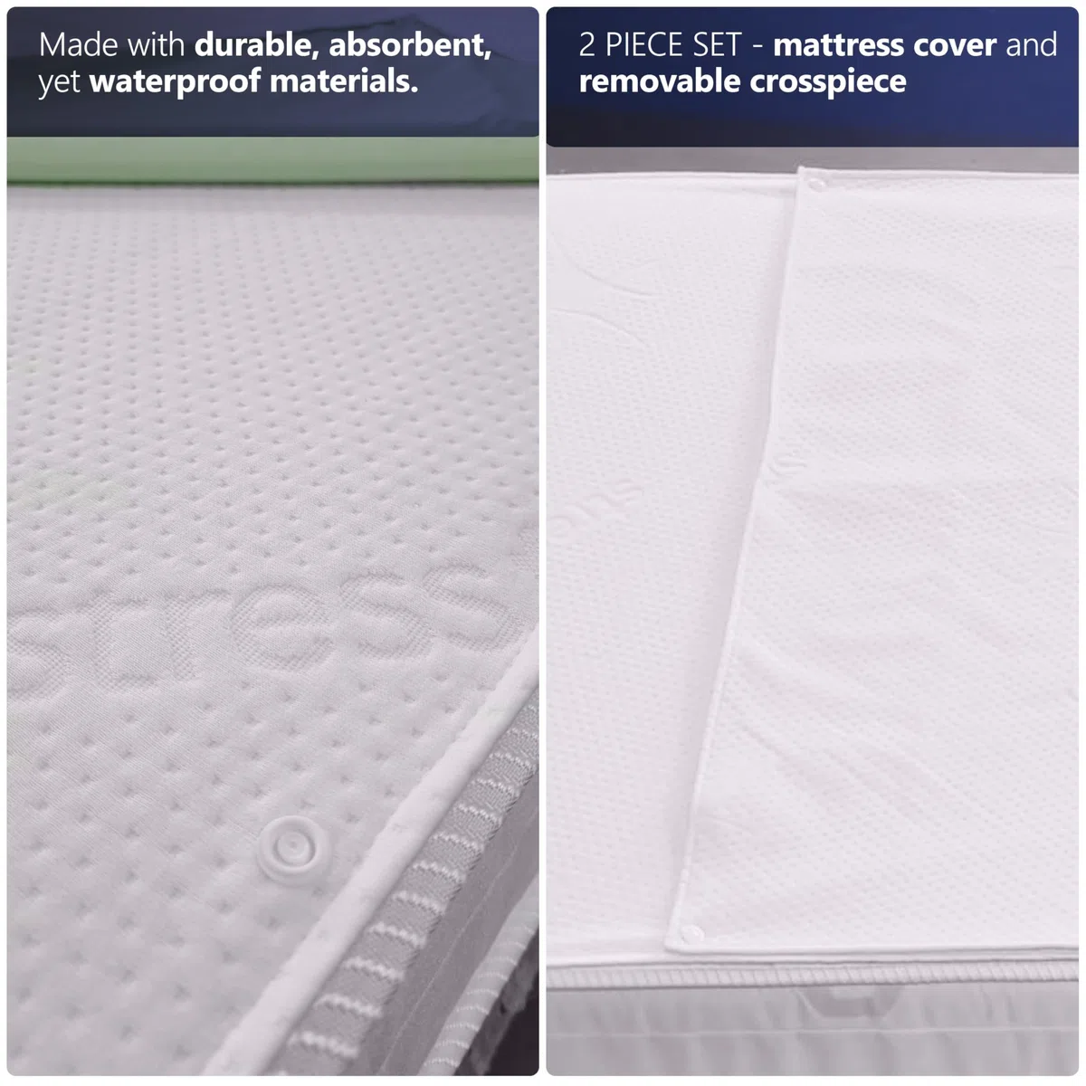 The White Stone Juego 3 Empapadores de Cama 140 x 75 cm Impermeables y Reutilizables | Lavables, Absorbentes, con Clips de Sujeción | Recambio Higiénico para Protector de Colchón