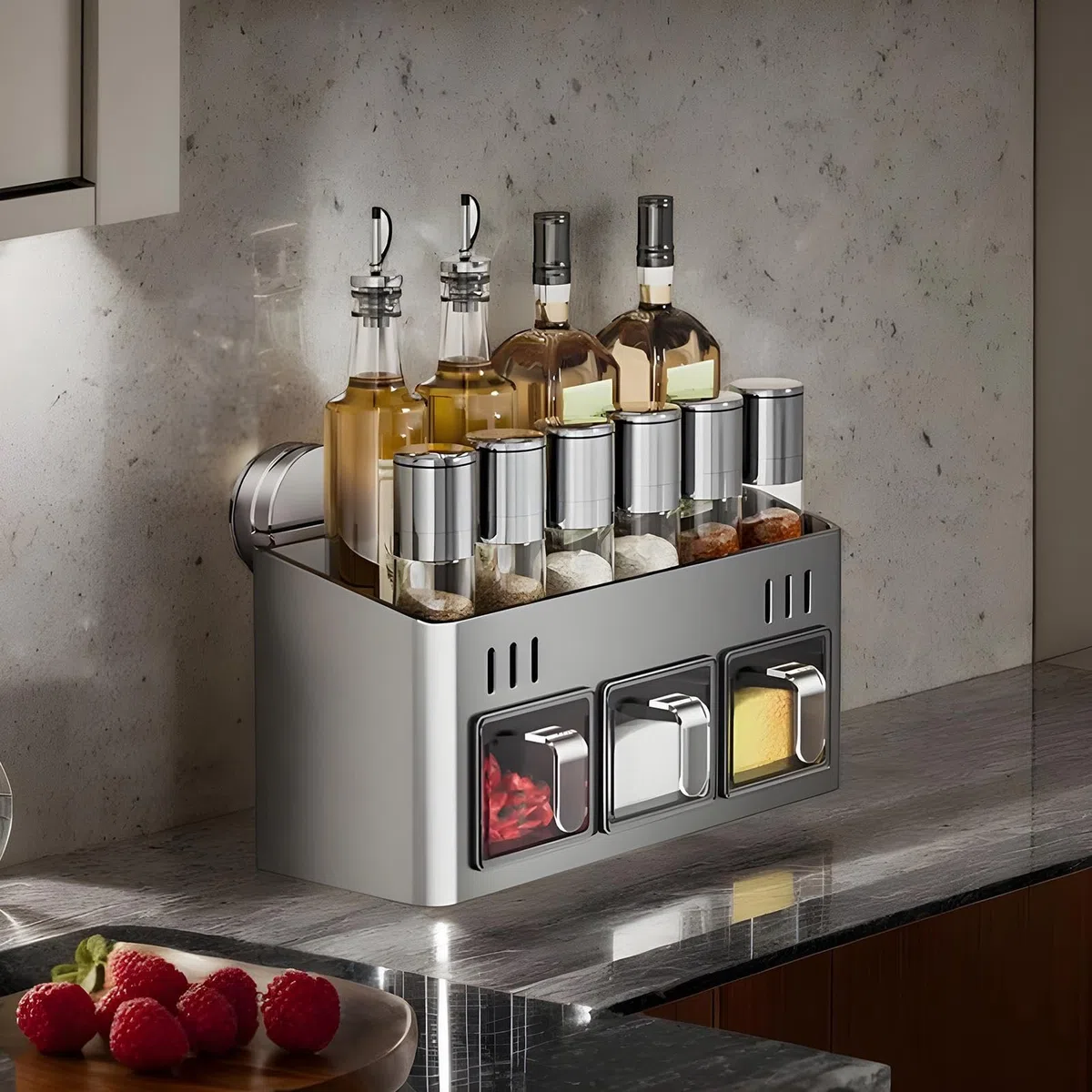 Organizador de Condimentos y Especias para Armario de Cocina | Estante de Especias de Doble Capa,Estante De De Doble Capa Antioxidante Impermeable Con De Condimentos Para Pared Oficina