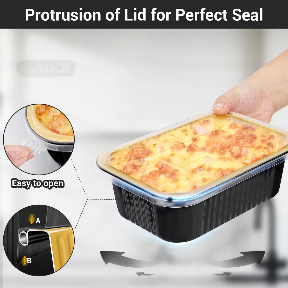 EUSOAR Sartenes de aluminio con tapas, paquete de 50 sartenes desechables pequeñas de 907.2 g para almacenamiento de alimentos, catering, fiesta, preparación de comidas, congelador, bandejas de goteo