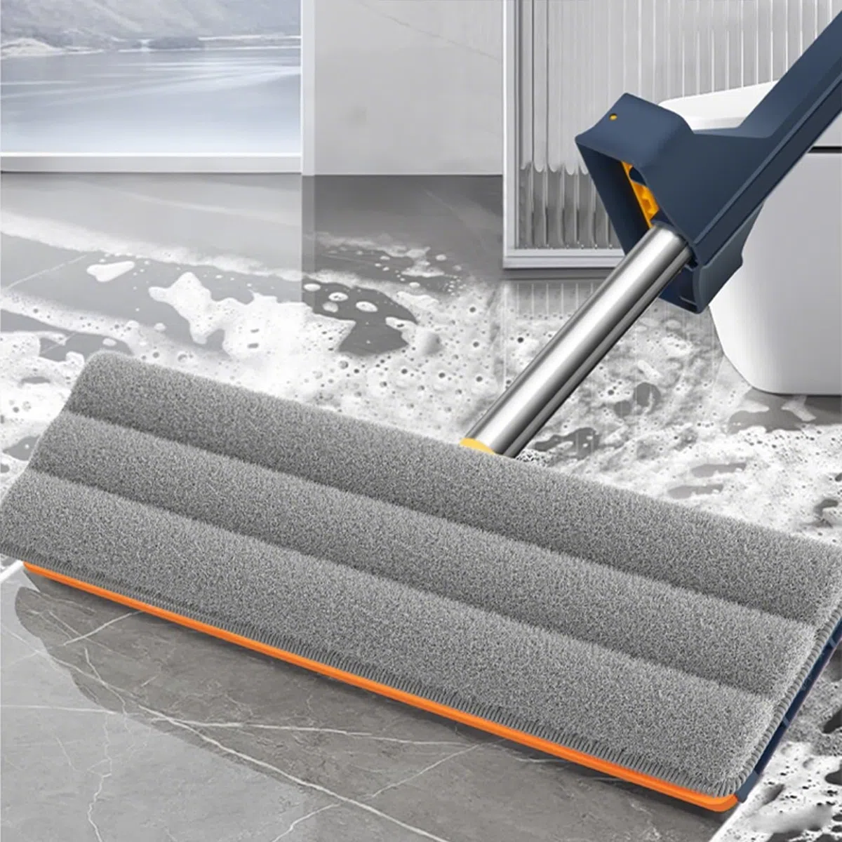 Mopa de Suelo para Limpiar Suelos, trapeador para el hogar, Viene con 6 Almohadillas de Microfibra Reutilizables húmedas y secas, Ajuste libremente el diseño de ángulo, aplicable a Varios