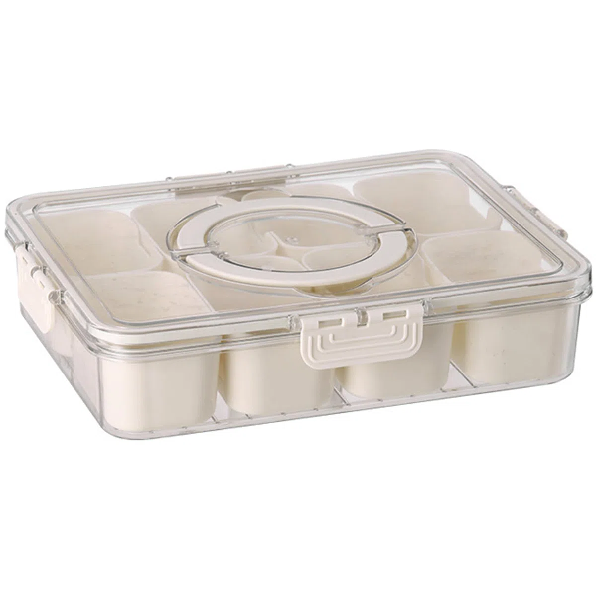 Bandeja de Servir Dividida con Tapa y Asa Bandejas para Bocadillos Cajas Bento para Contenedores de Almuerzo Cajas de Almacenamiento Organizador Portátil de Dulces para Frutas (Blanco)
