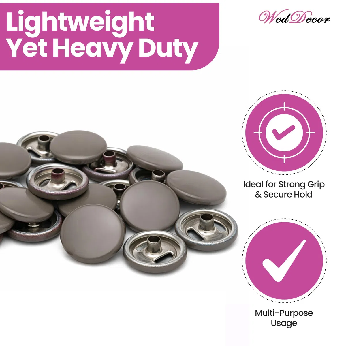 Weddecor Beige 15mm Botones a Presión Metal Resistente Níquel Libre 4 Partes Cierres Remaches Botón para Cuero Manualidades, Chaquetas, Bolsas, Tiras, Jeans, Ropa Reparación - Pack De 10 - Hongo, 500