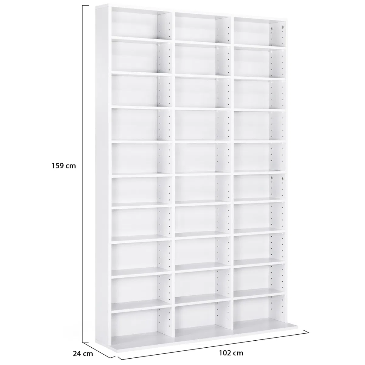 IDMarket – Estantería CD CEYLIA 30 Cajas con estantes modulares Madera Blanco