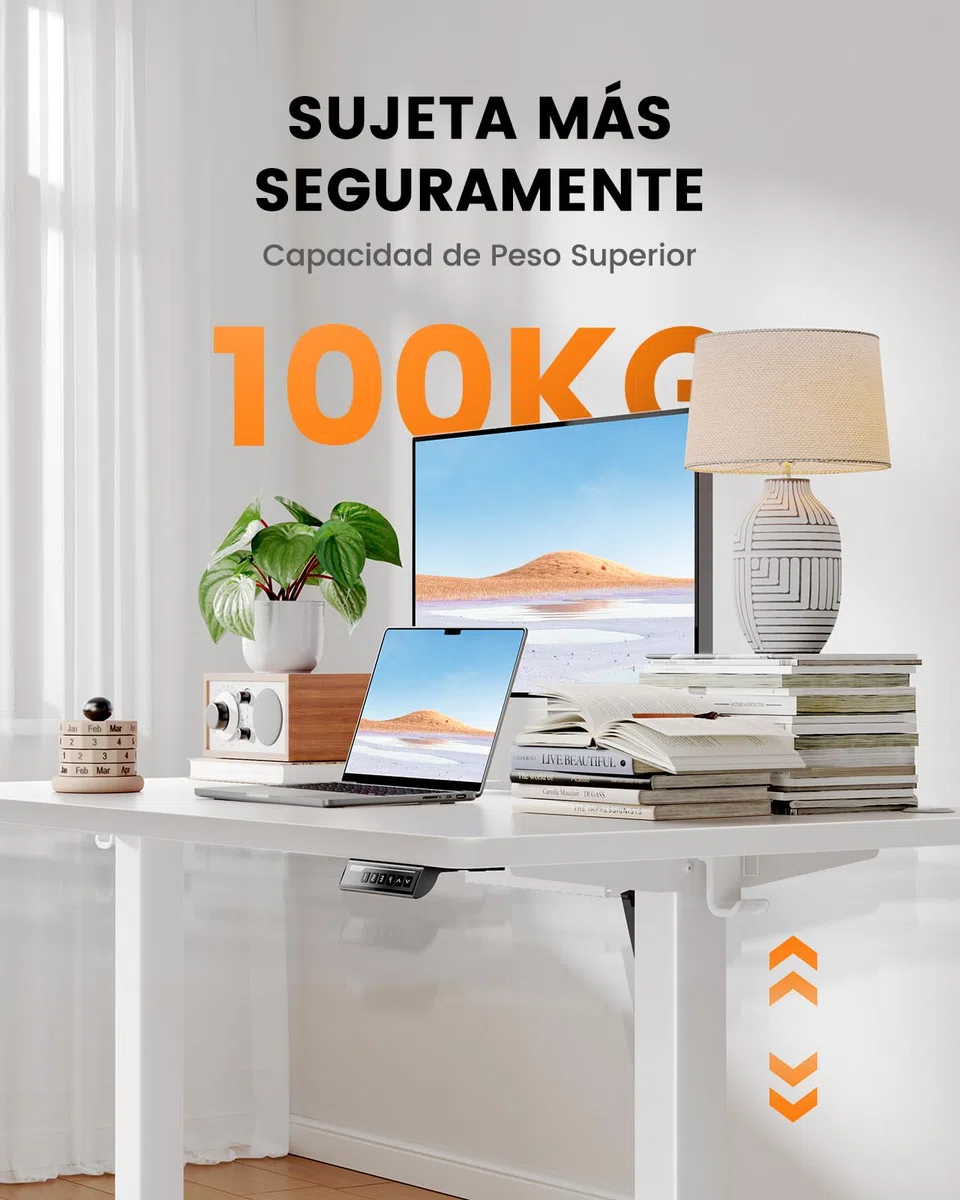 ErGear Escritorio Eléctrico en altura120x80cm,100KG de Capacidad de Carga Escritorio Ajustable con avanzado Motor sin escobillas,Robusto armazón metálico,Tablero de Cuatro Partes