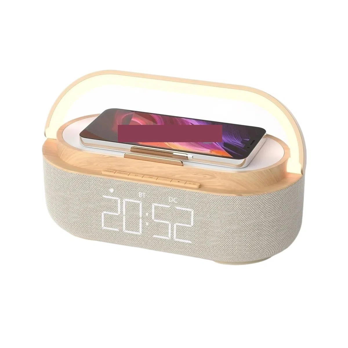 Despertador, Cargador inalámbrico portátil Digital FM Despertador Altavoz Bluetooth Radio táctil luz Nocturna Doble Familia mesita de Noche,para Personas Que Duermen Mucho