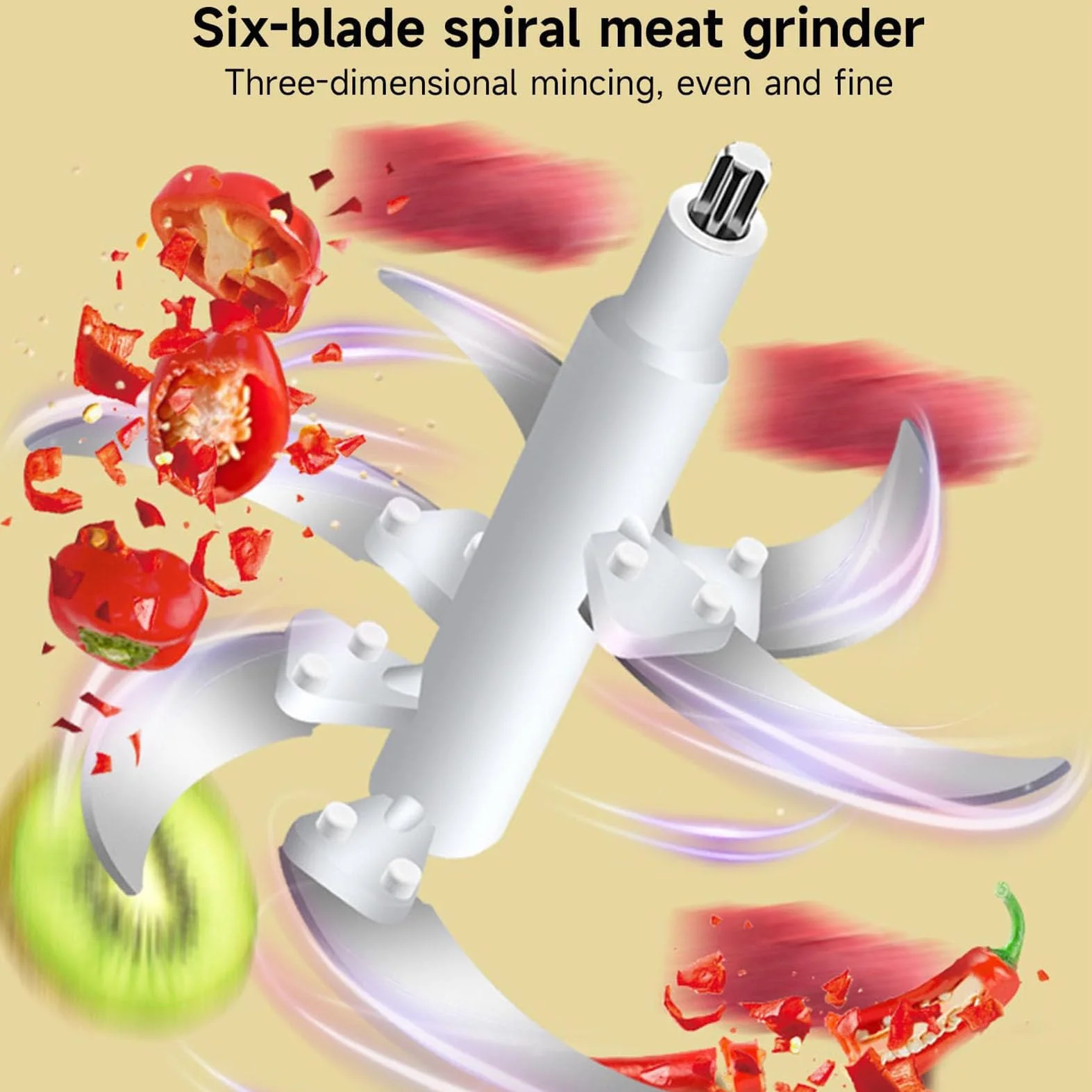 Picadora eléctrica de carne de 500 W, 5 L, mini picadora de alimentos con 6 cuchillas, 5 velocidades, para cocina, alimentos para bebés, comidas para mascotas