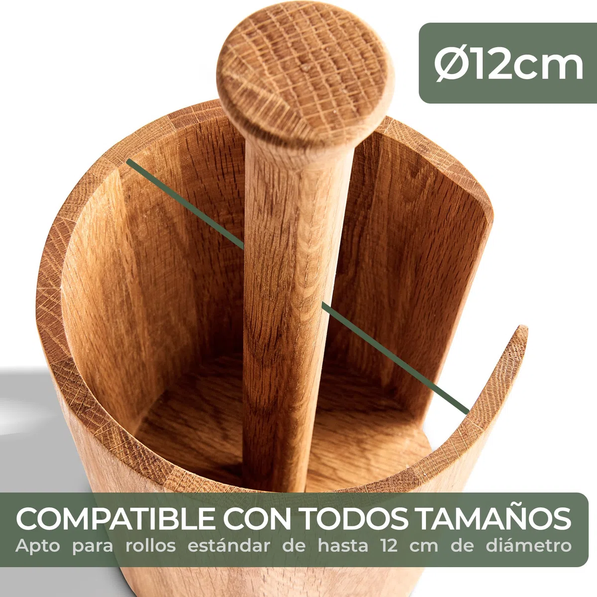 WALDWERK Portarrollos Papel Cocina Diseño – Porta Rollos de Papel Cocina de auténtica Madera de Roble para Todos los Rollos de Cocina estándar – Soporte Papel Cocina sin plástico