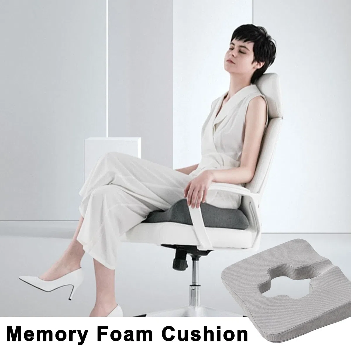 Cojín de asiento de espuma para automóvil, cojín de asiento de silla de | Almohadilla ergonómica larga para mujeres, hombres, adolescentes, s