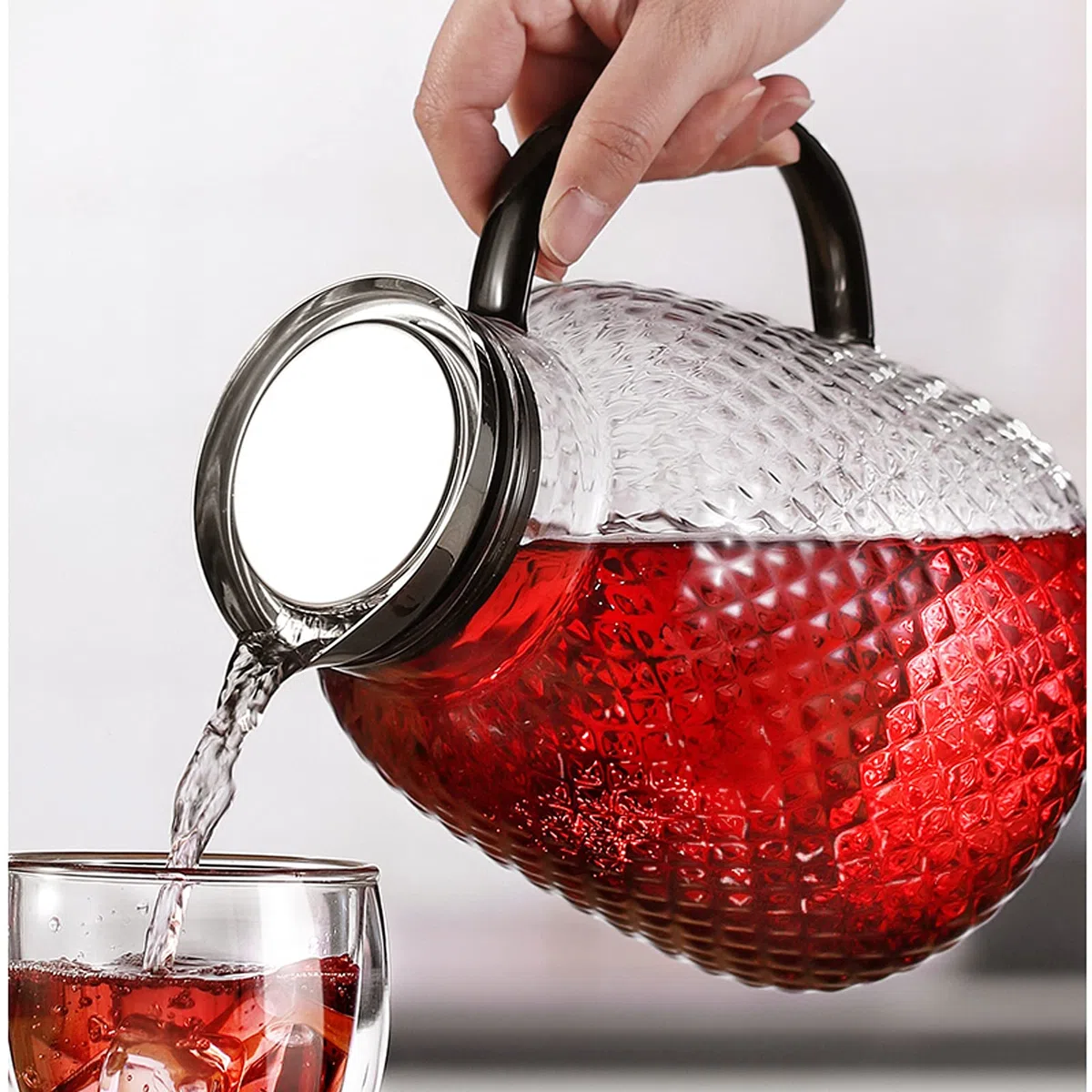 GRFIT Jarra de Agua La Jarra de Vidrio con Tapa de Acero Inoxidable/Jarra de Agua con la manija - Lanzador Buena Bebida por un Hecho en casa Jugo y té Helado Jarra de Agua Cristal (Size : 1200ML)