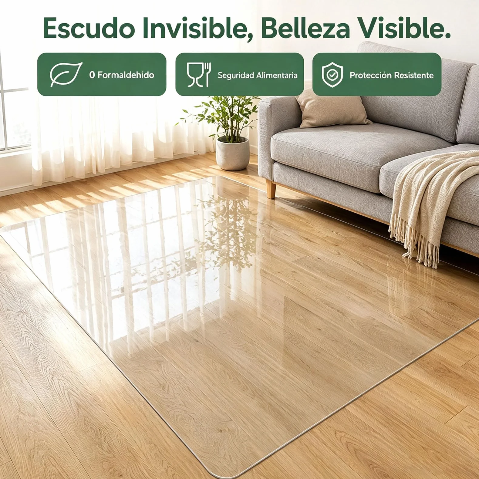 Tapete Silla Escritorio Transparente Fácil Lavado 35x190cm 1,5 mm Alfombra Protector Parquet Resistente Desgaste Diario