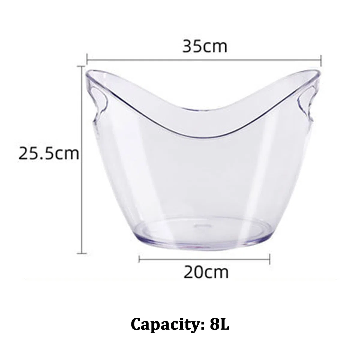 Cubo para Bebidas con Asas, Cubo Grande para Hielo, Ideal para familias, Fiestas, barbacoas y picnics, Transparente, 8 l, Morado