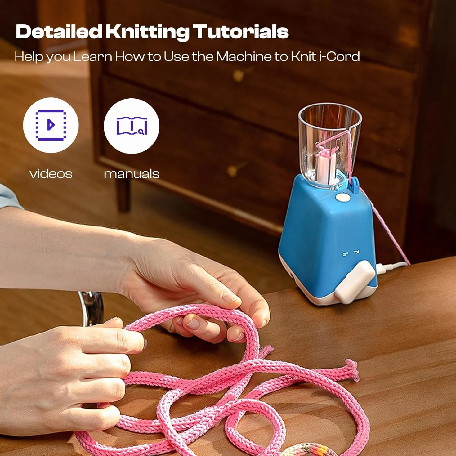 Caydo Tricotin Automatique, Machine de Tricotar Tejer, Eléctrico Máquina de Tejer, Mini Molino de Tejer, Herramienta de Tejer para el Hogar, DIY Máquina de Ganchillo para Adultos y Niños, Patente