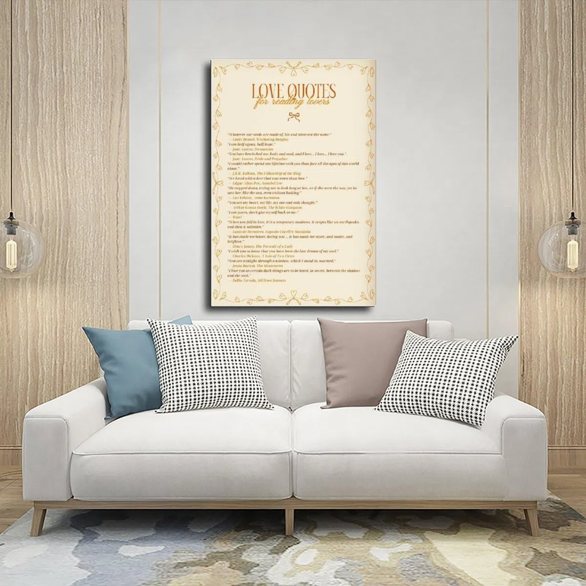 ACFTAIN Libros de citas de amor para amantes de la literatura romántica, novelas clásicas, citas de lectura, lienzo, pósteres e impresiones estéticas para habitación, dormitorio, oficina, decoración