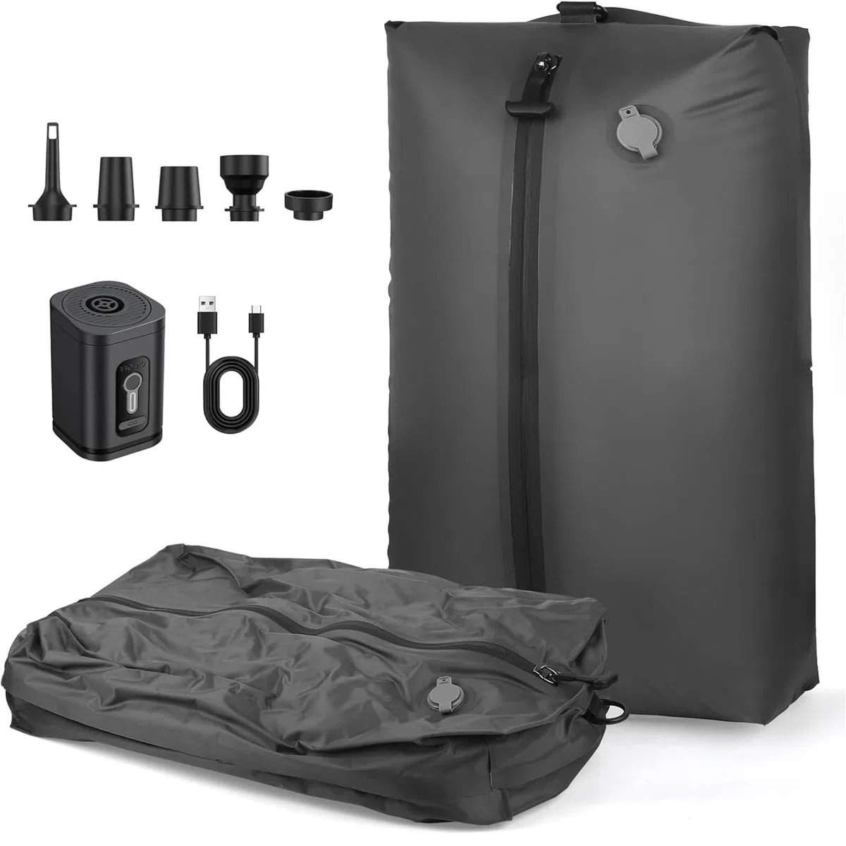 Bolsas vacio Bolsa de almacenamiento de ropa reutilizable con bomba de aire de 17L, mochila de compresión de viaje, bolsa de equipaje para Equipaje(1 bag 1 pump black)
