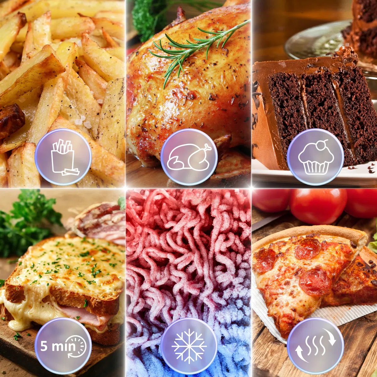 Duronic FG19 Freidora de aire 1900 W | Air Fryer 2 grill | Freidora sin aceite | Airfryer para cocinar pizza, asar, freir, hornear, barbacoa | Fácil de limpiar | 6 Modos preconfigurados | 50º-230º | para Cocinar Pizza, Asar, Freír, Hornear y Barbacoa, 6 M