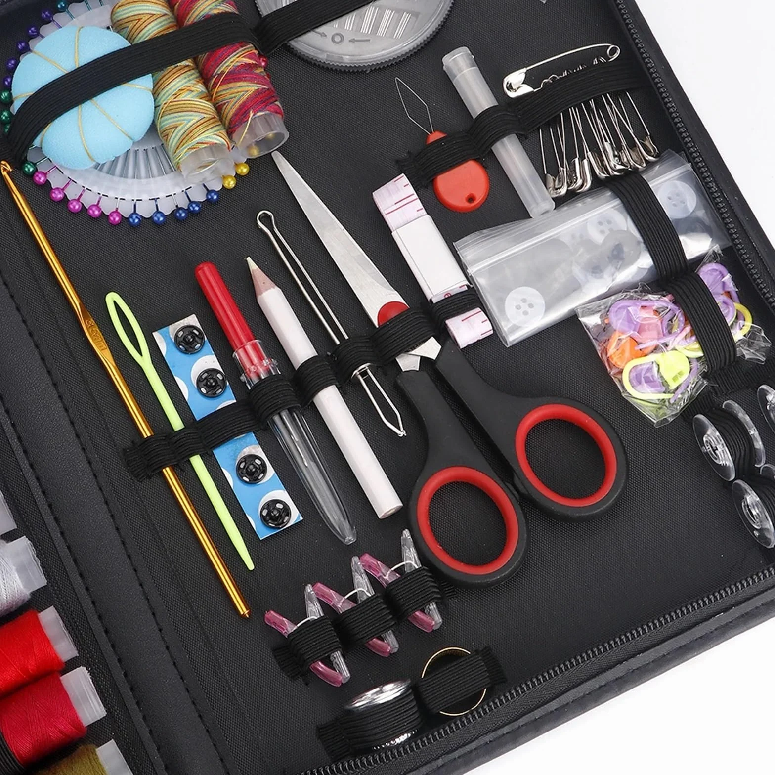 Kit for principiantes (hilo multicolor, agujas, tijeras y dedal). de reparación emergencia viaje. Accesorios suministros costura Kit de costura de viaje(A 280Pcs-1Set)