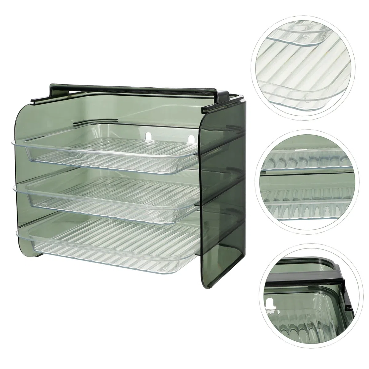 Estante de Almacenamiento de Alimentos de Cocina Transparente Verde, Triple Capa, Resistente al Calor, Rejilla para Preparar Ollas Calientes, Adecuado para Cocina y Organización