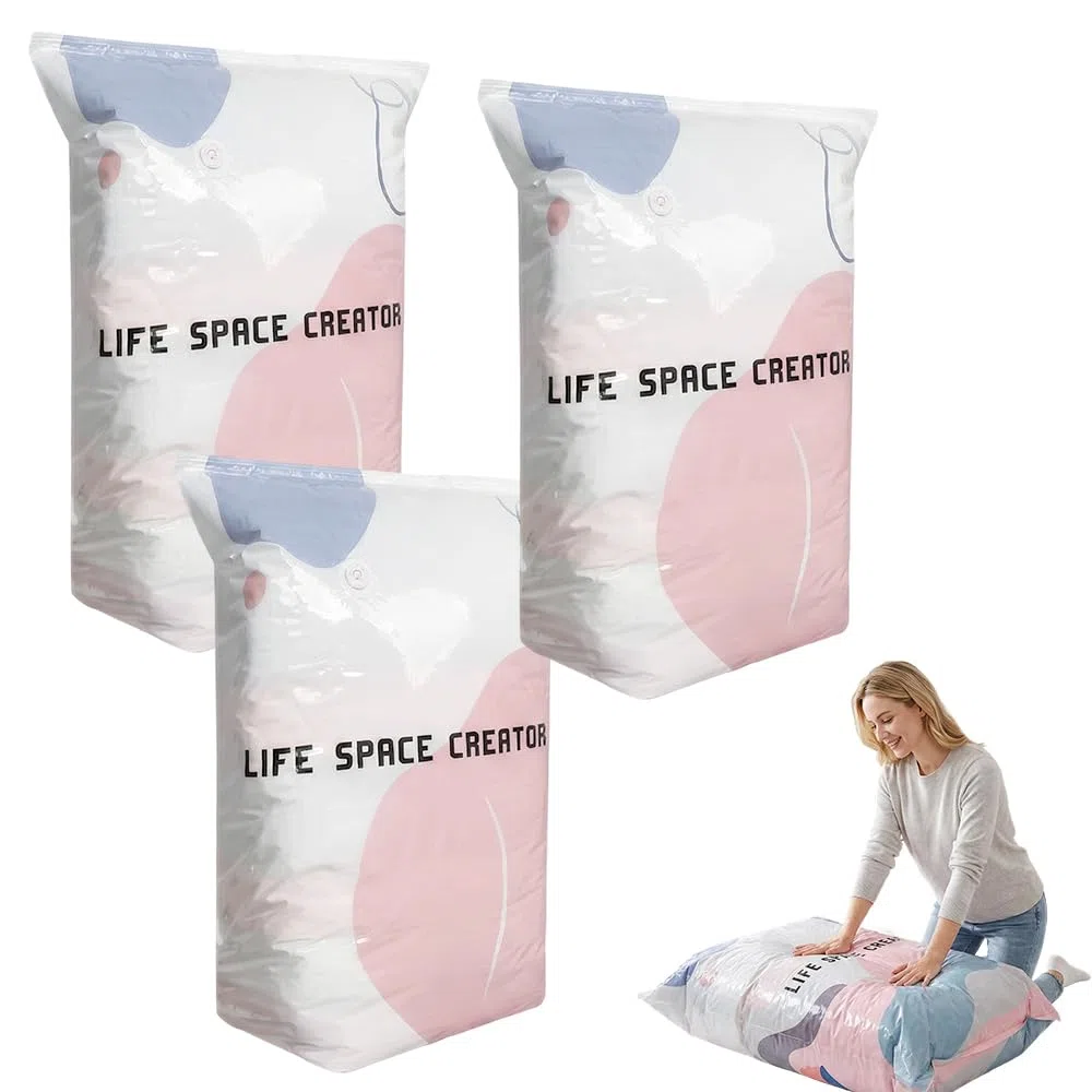 Bolsas de almacenamiento al vacío, bolsas de compresión grandes para ropa, edredones, mantas, ahorro de espacio, paquete de 5 (100 x 80 x 38 cm) para el hogar y viajes