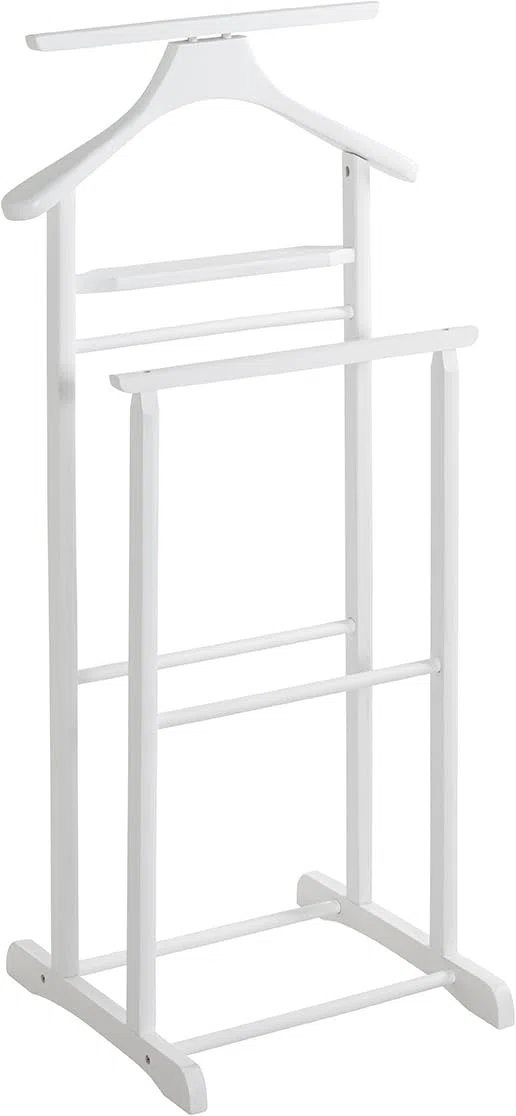 HAKU galán de noche, galán de noche, perchero mudo, blanco, madera maciza - Medidas: Ancho 47 x Alto 102 x Profundidad 36 cm, Estilo: Tradicional