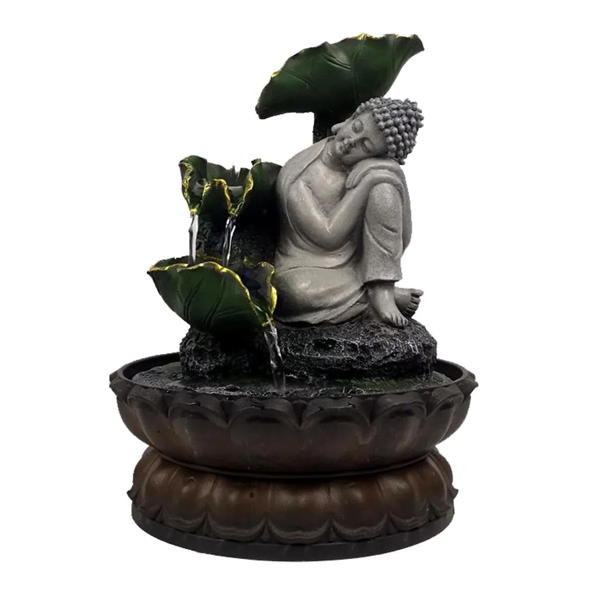 Fuentes de Mesa con Buda Sentado en Interiores: Pequeña Fuente de meditación Zen para Escritorio, Cascada de Agua para la Oficina en casa, Sala de Estar o Dormitorio,Gris,Buddha C