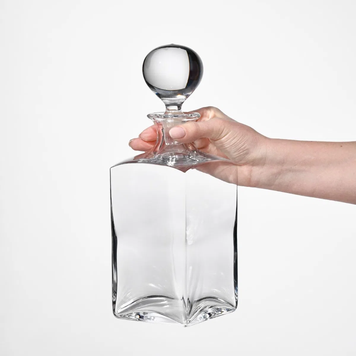 Krosno Decantador/garrafa para whisky y ron con tapón | 1000 ml | Colección Caro | Caja regalo con copa de brandy y botella de agua | Para casa, restaurantes y cocina | Cristal sin plomo