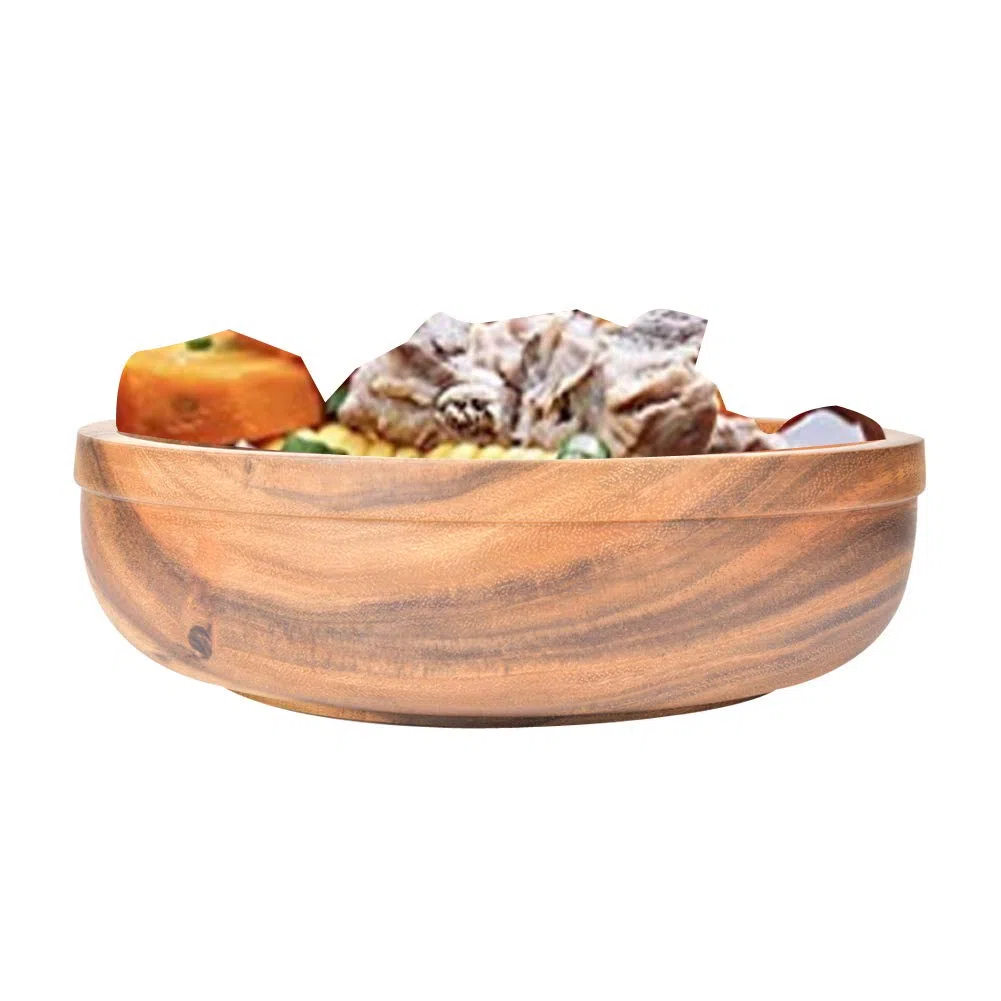 Ensaladera de Madera, Utensilios de Cocina Ecológicos, Recipiente de Comida Multifuncional para el Hogar y la Cafetería, Madera Natural 39x11,5 Cm (30 * 9cm)