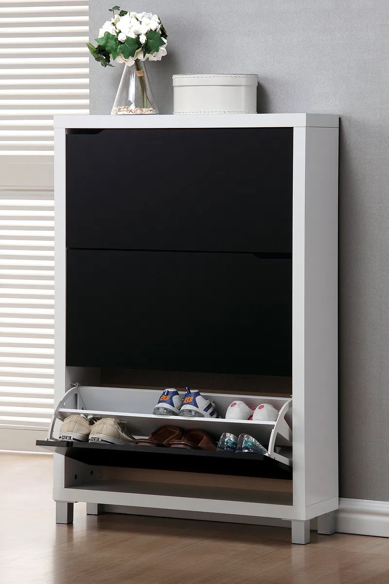Kit Closet 4030165003 - zapatero kubox 3 puertas, blanco/negro, 119 x 79 x 24