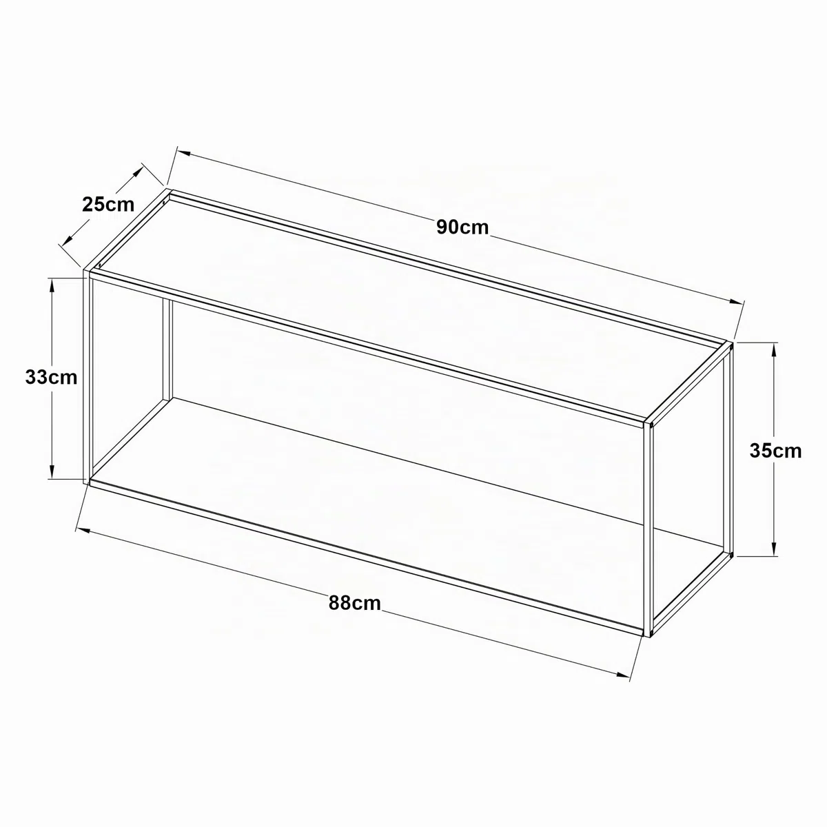 [en.casa] Estantería de Pared con 2 Estantes Baldas Flotantes Estantería de Cocina Parra Tarros Organizador de Baño Escritorio Versátil Diseño Industrial Acero 90 x 25 x 35 cm - Negro