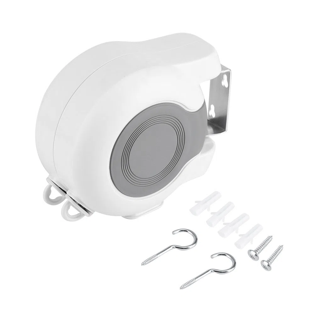 Estink Tendedero Retráctil de Pared por Cuerda, Doble Cuerda para Interior y Exterior, Secador de Ropa Plegable Ahorra Espacio para Balcón Baño Lavandería