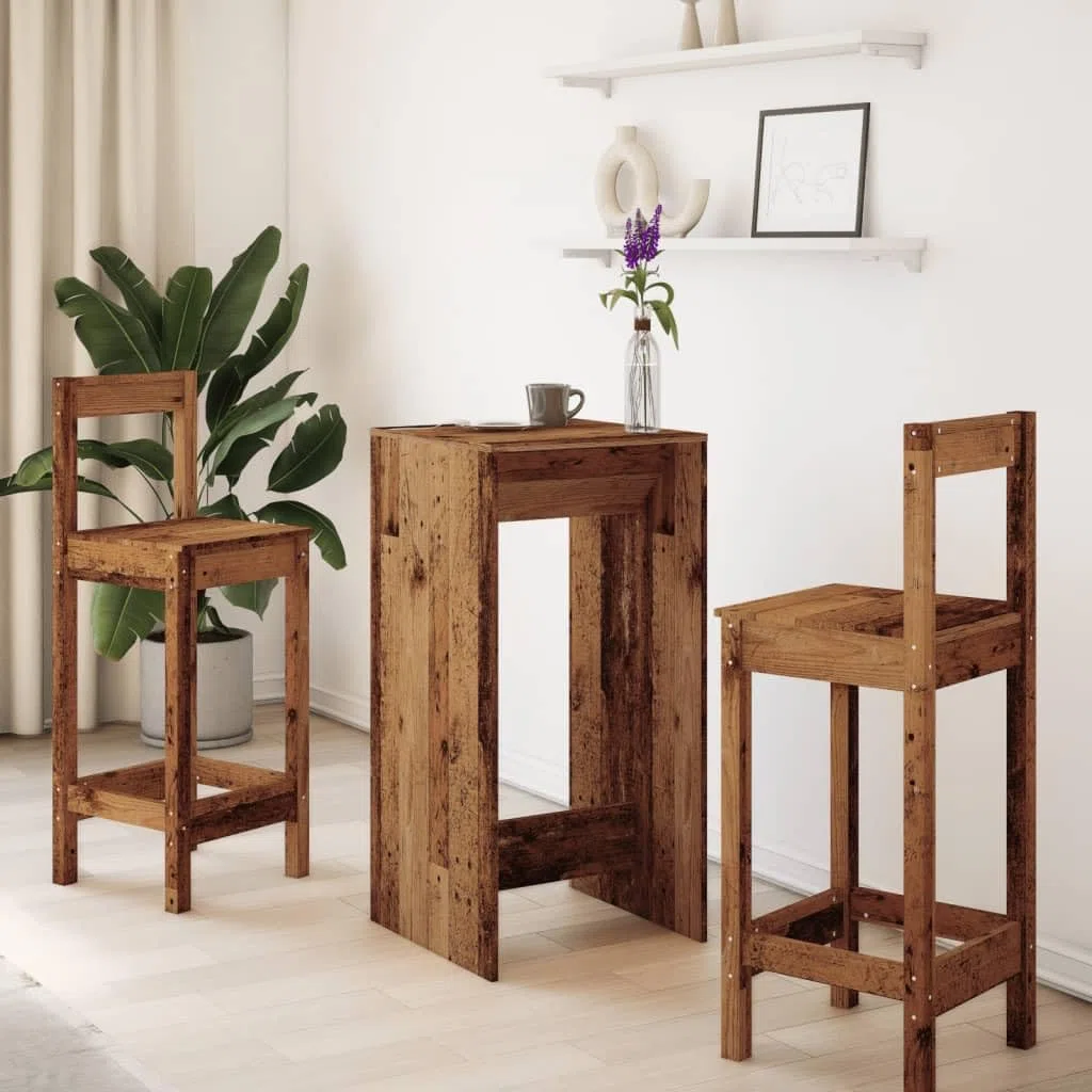 vidaXL Mesa Alta de Bar Madera de ingeniería Envejecida 51x50x103,5 cm