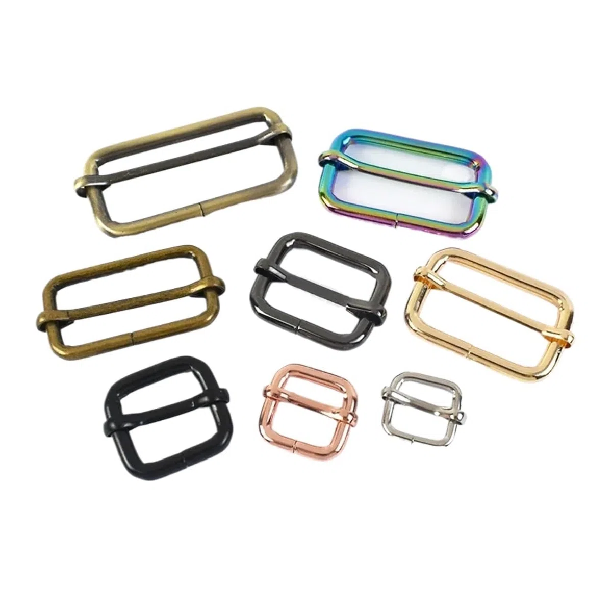 50 hebillas de cinturón de 20-38 mm, con pasador de rodillo, for correa de bolso, deslizadores metálicos, ajustadores de triple deslizamiento for bolso, bricolaje.