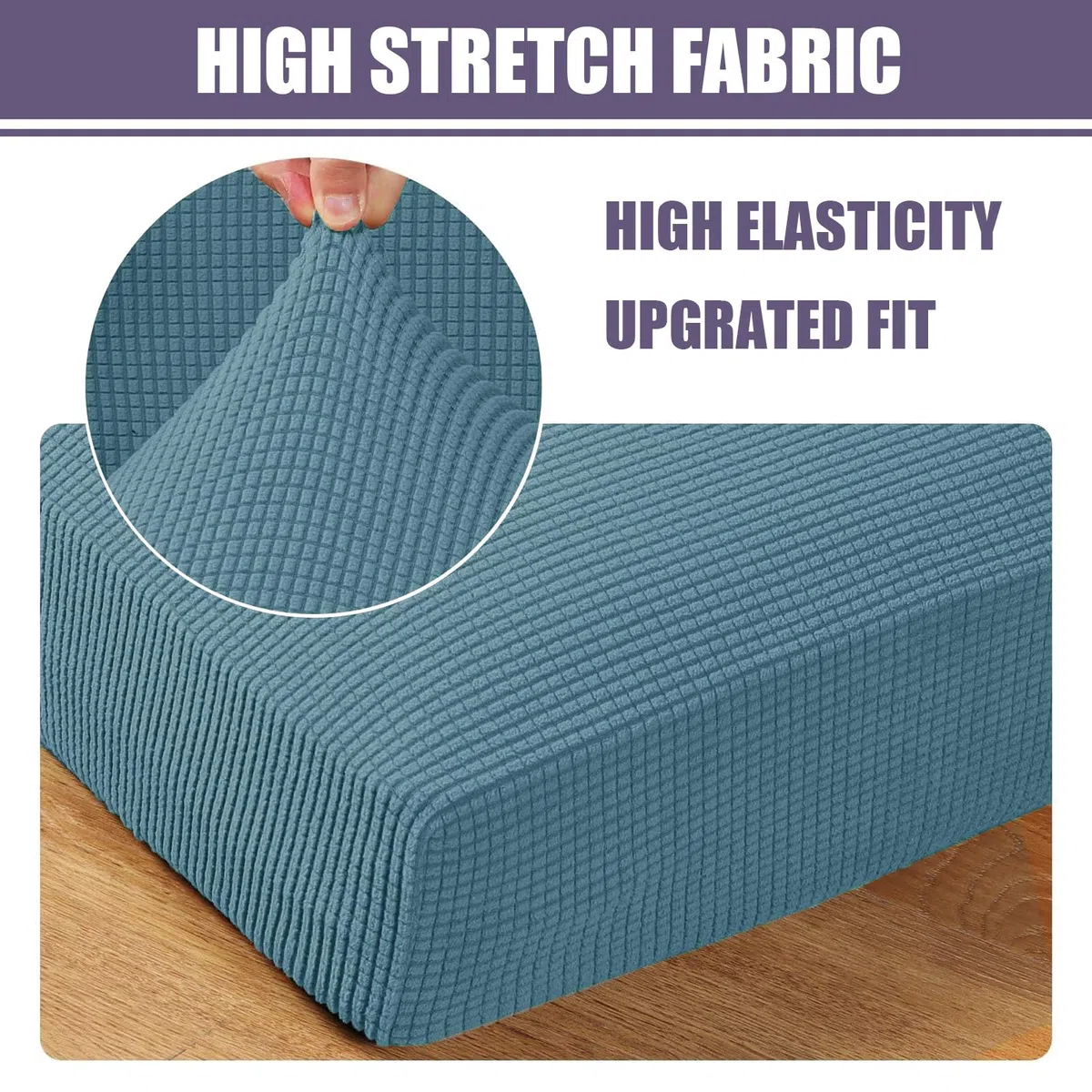 SYLC 2 Piezas Fundas De Cojín para Comedor Jacquard Elástica, Funda De Cojín para Autocaravana Funda De Asiento De Caravana Cojines De Repuesto RV (Blue,Set of 2)
