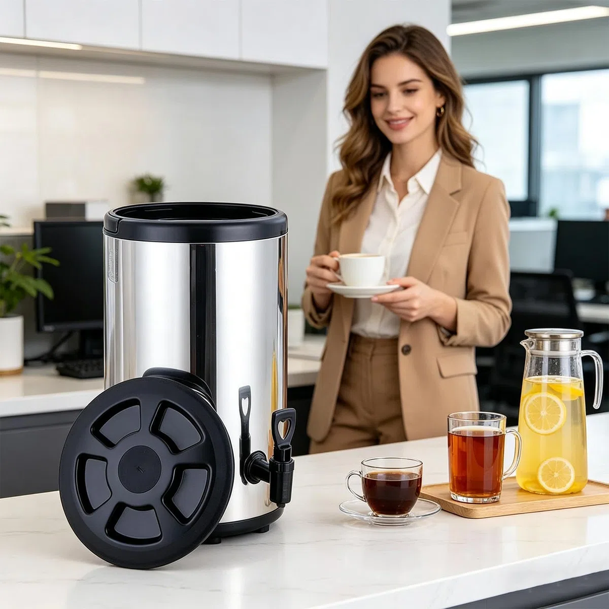 Dispensador de Bebidas Aislado Con Grifo Y Recipiente De Doble Pared | Dispensador de Café de Acero Inoxidable de Gran Capacidad para para bebidas frías y calientes, , té, leche, camping