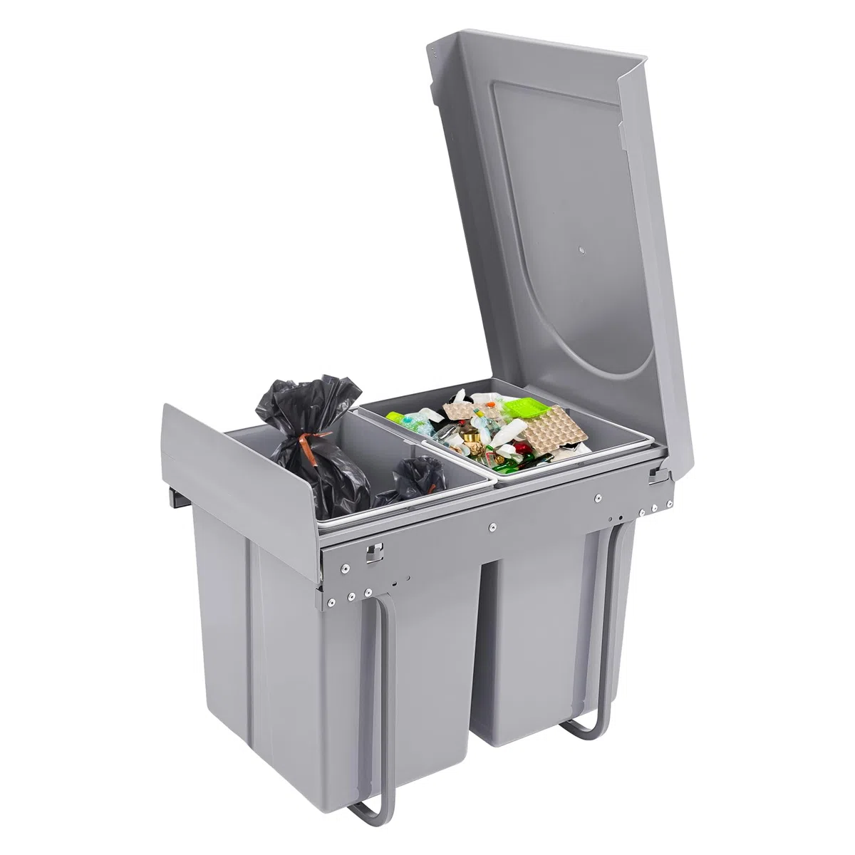 Cubo de basura de reciclaje extensible de 40 L, antideslizante, para casas, restaurantes, cafeterías, oficinas, baños, cocinas (49 x 35 x 43 cm)
