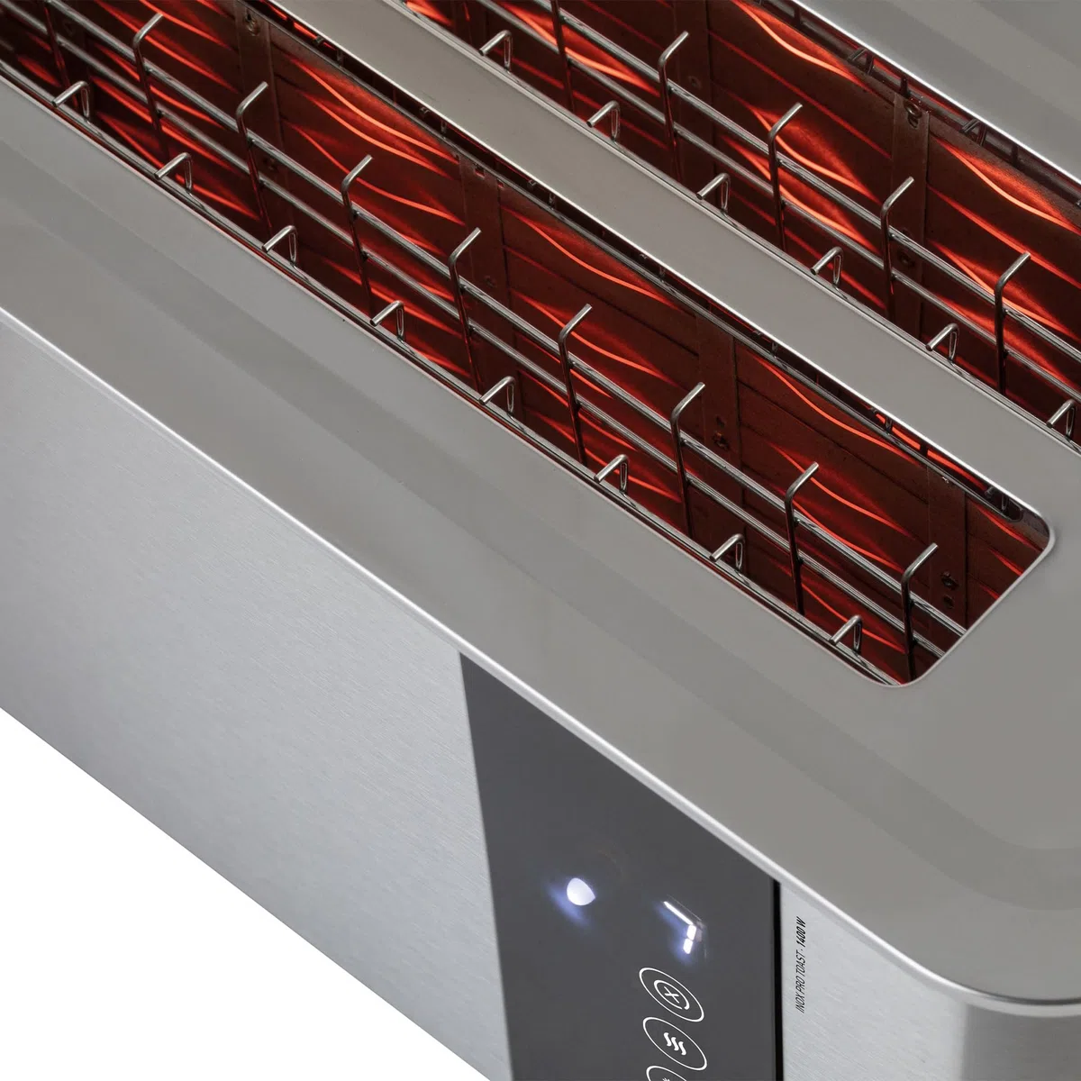 JATA JETT1146 - Tostadora Digital Inox de Ranura Larga Doble 1400W, 7 Niveles de Tostado, Pantalla Táctil, Descongelación, Recalentado y Cancelación, Acero Inoxidable