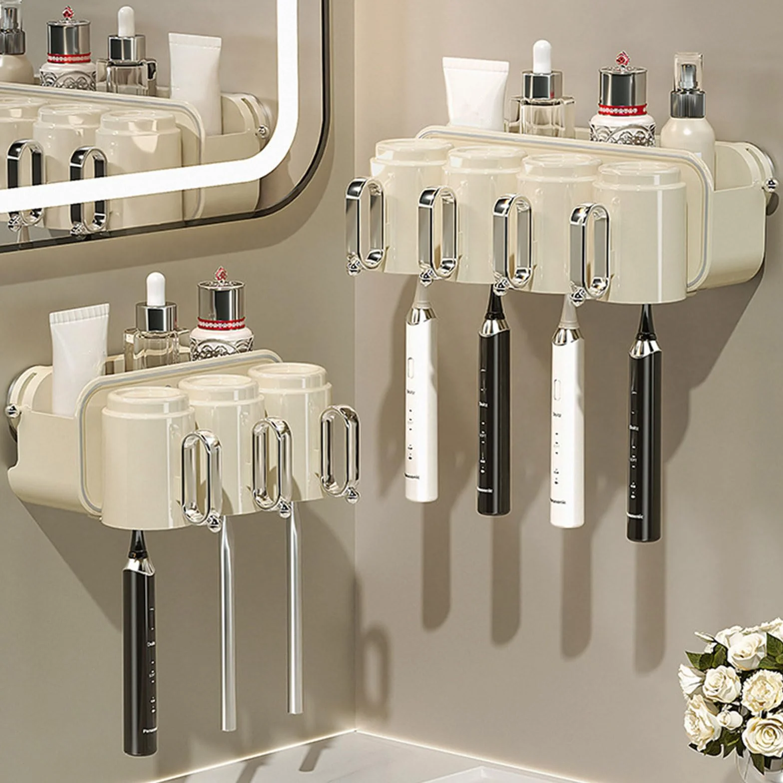 Soporte desmontable para cepillo de dientes con ventosa fuerte, sin perforaciones, organizador de baño para ambientes húmedos, soporte para cepillo de dientes con ventosa