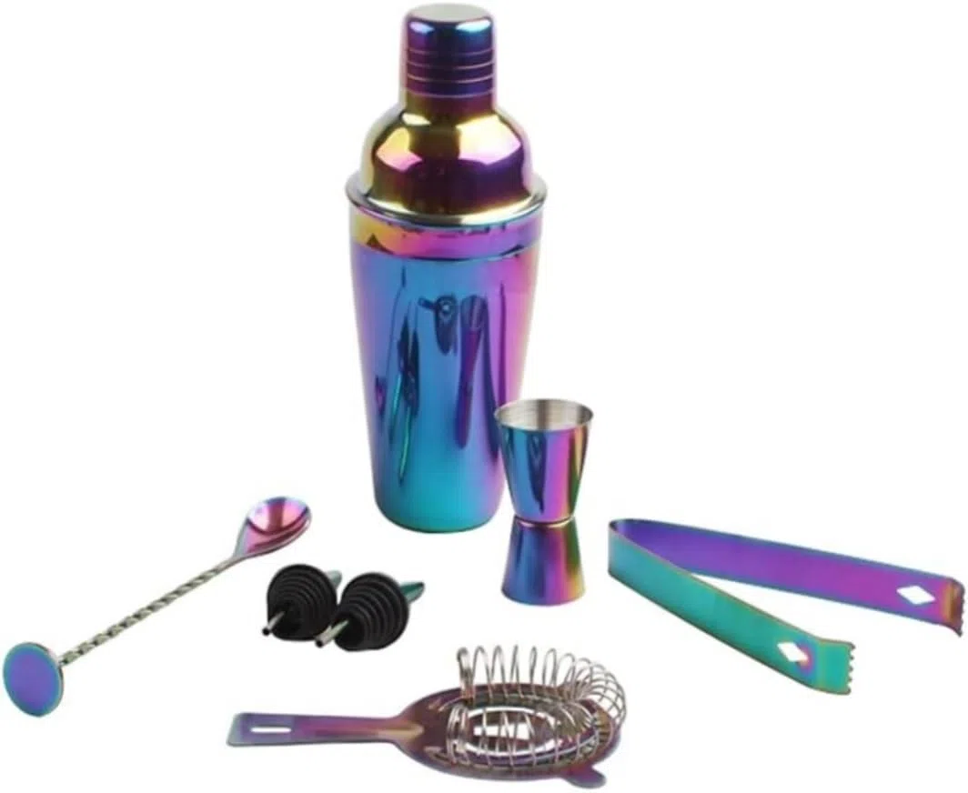 Juego de Coctelera Kit de Coctelería Juego De Coctelera De Acero Inoxidable, 8 Uds., Equipo Colorido Para Barman, Batidor De Cóctel, Herramientas Para Bar, Cocteleras De Vino Coctelera para Cócteles C