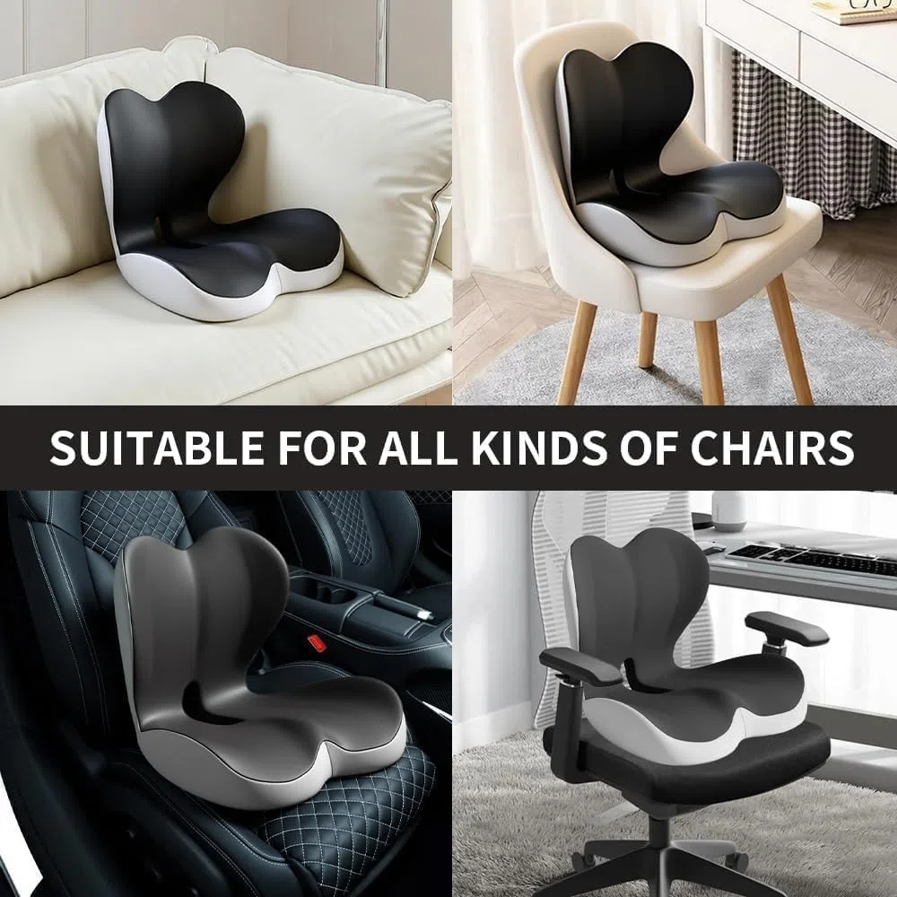 HoldOneLight Cojín ortopédico con respaldo [apoyo lateral y comodidad] Cojín de asiento para silla de oficina y coche - Ergonómico, cojín de asiento