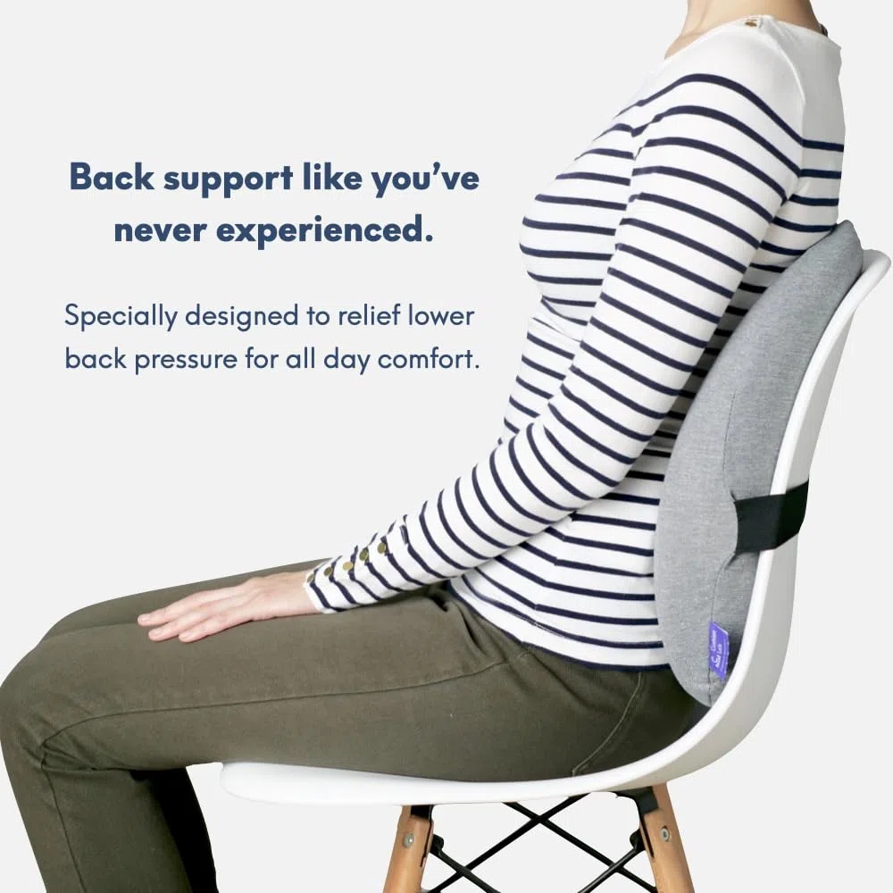Cushion Lab - Almohada lumbar extra densa, soporte ergonómico patentado para espalda multiregión para aliviar el dolor de espalda baja, cojín de apoyo lumbar con correa para silla de oficina, coche,